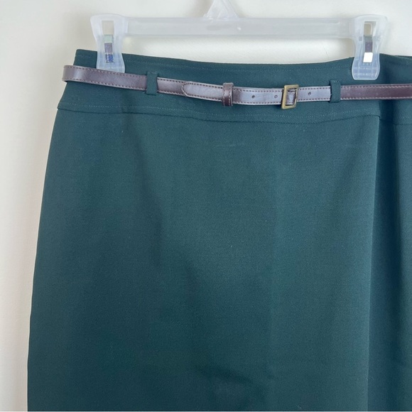 Jones New York 100% Wool Straight Skirt Forest Green 10 Preppy Office Career - Picture 7 of 9